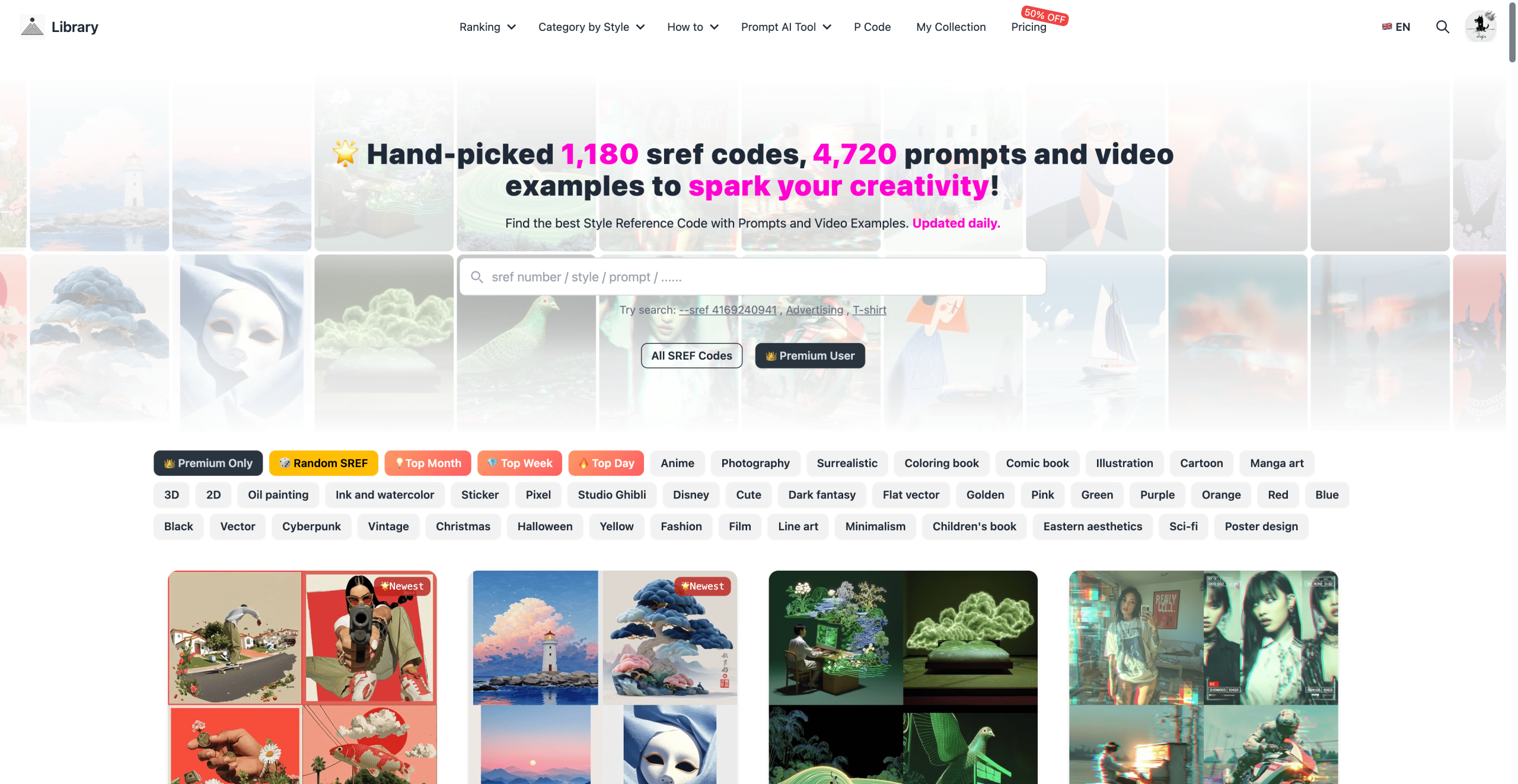 Midjourney AI Prompts, Video, SREF Codes Library and Style Explorer