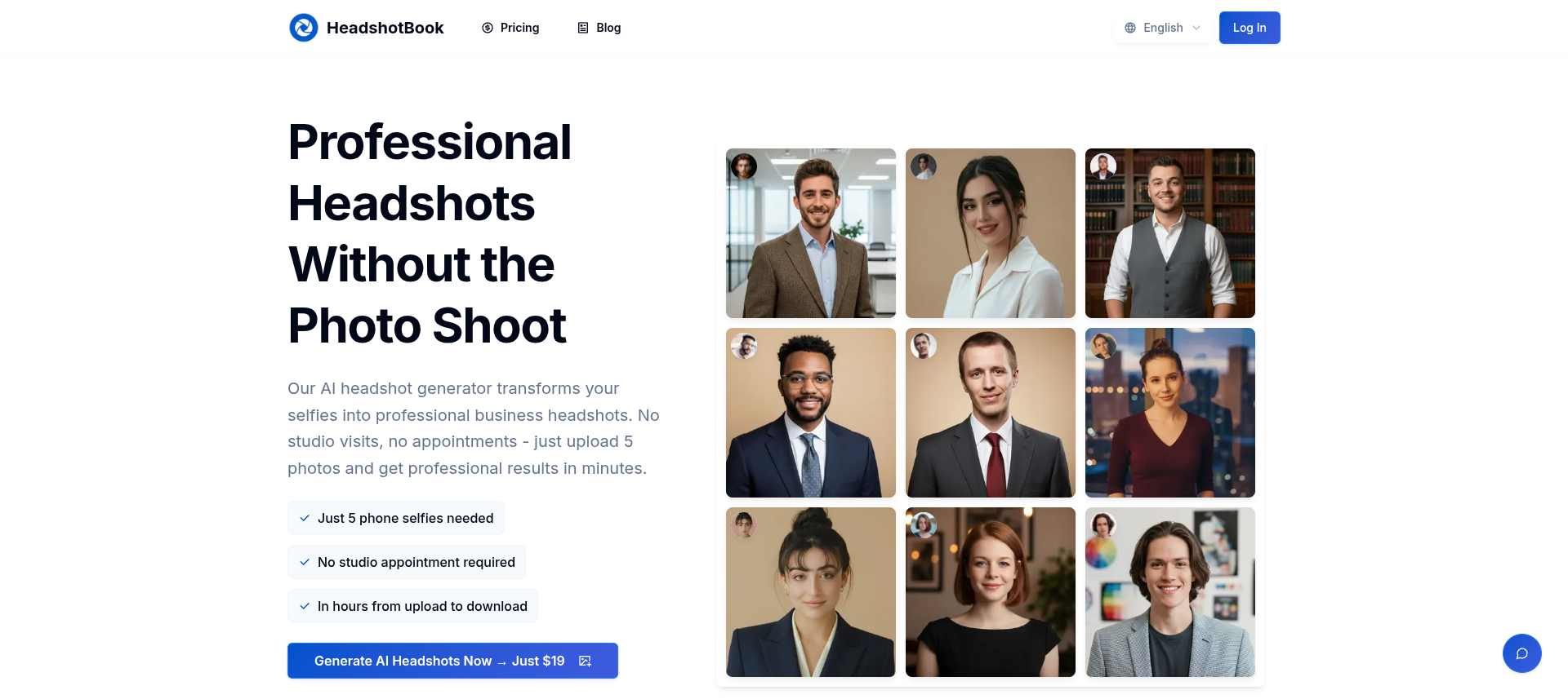 AI Headshot Generator - Professional Business Photos in Minutes | HeadshotBook