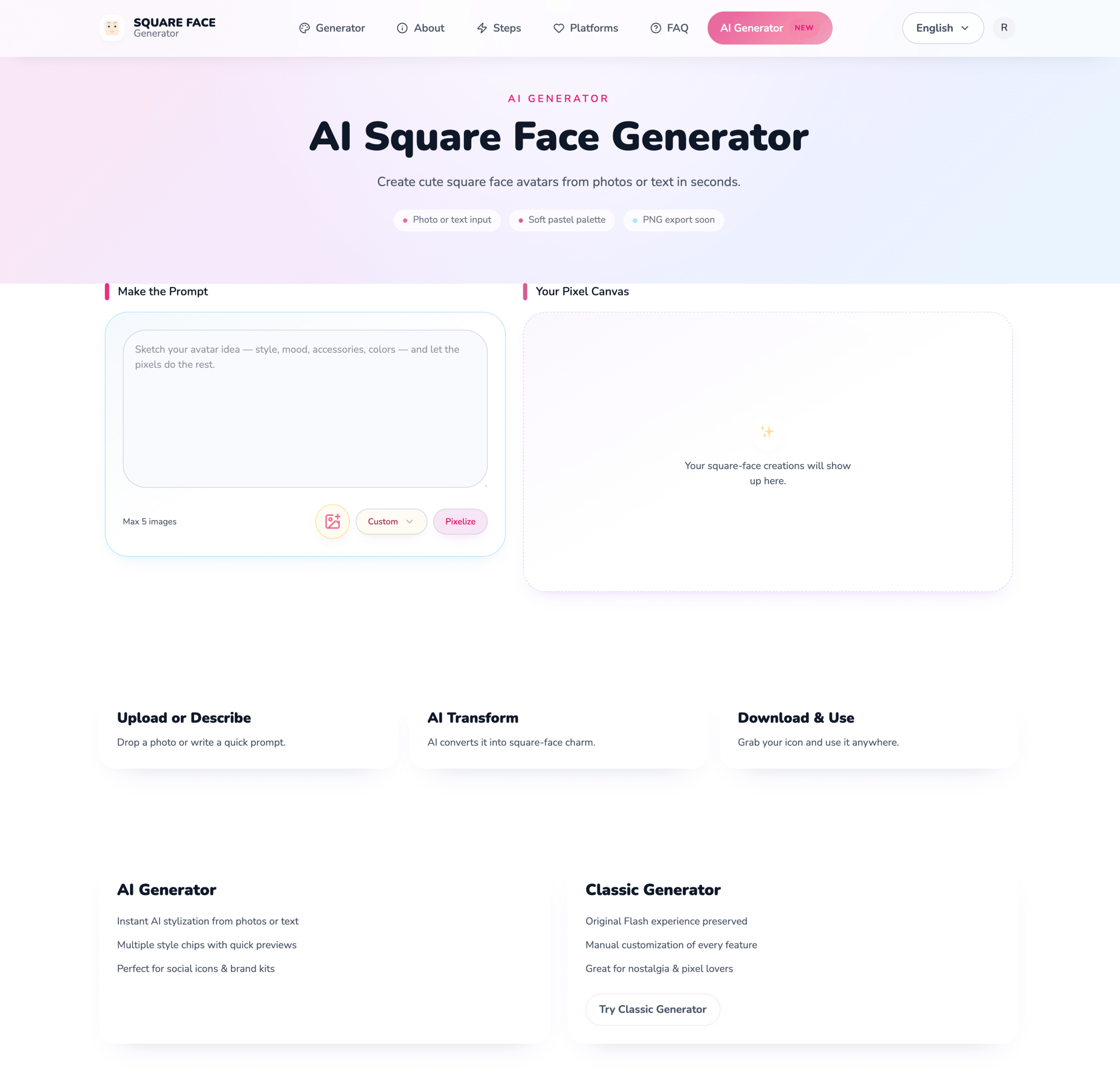 AI Square Face Generator｜照片秒变可爱方脸头像