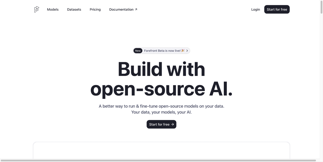 Forefront - 开源语言模型的微调与推理平台