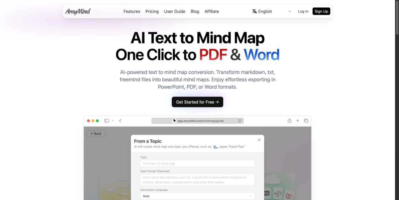 AmyMind - AI Mind Map Generator