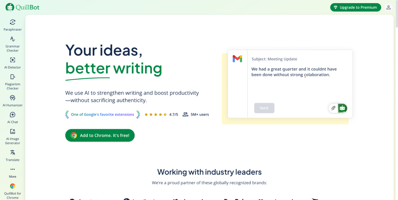 QuillBot - 智能文本改写与语法检查工具