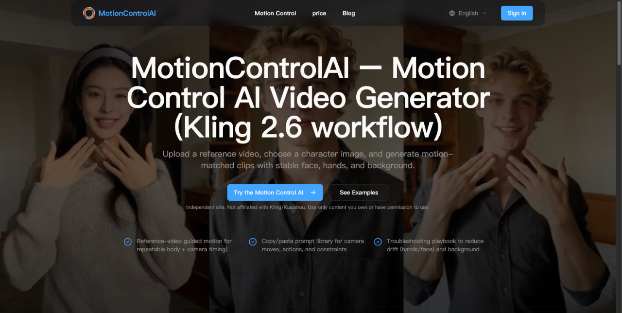 MotionControlAI – Motion Control AI Video Generator