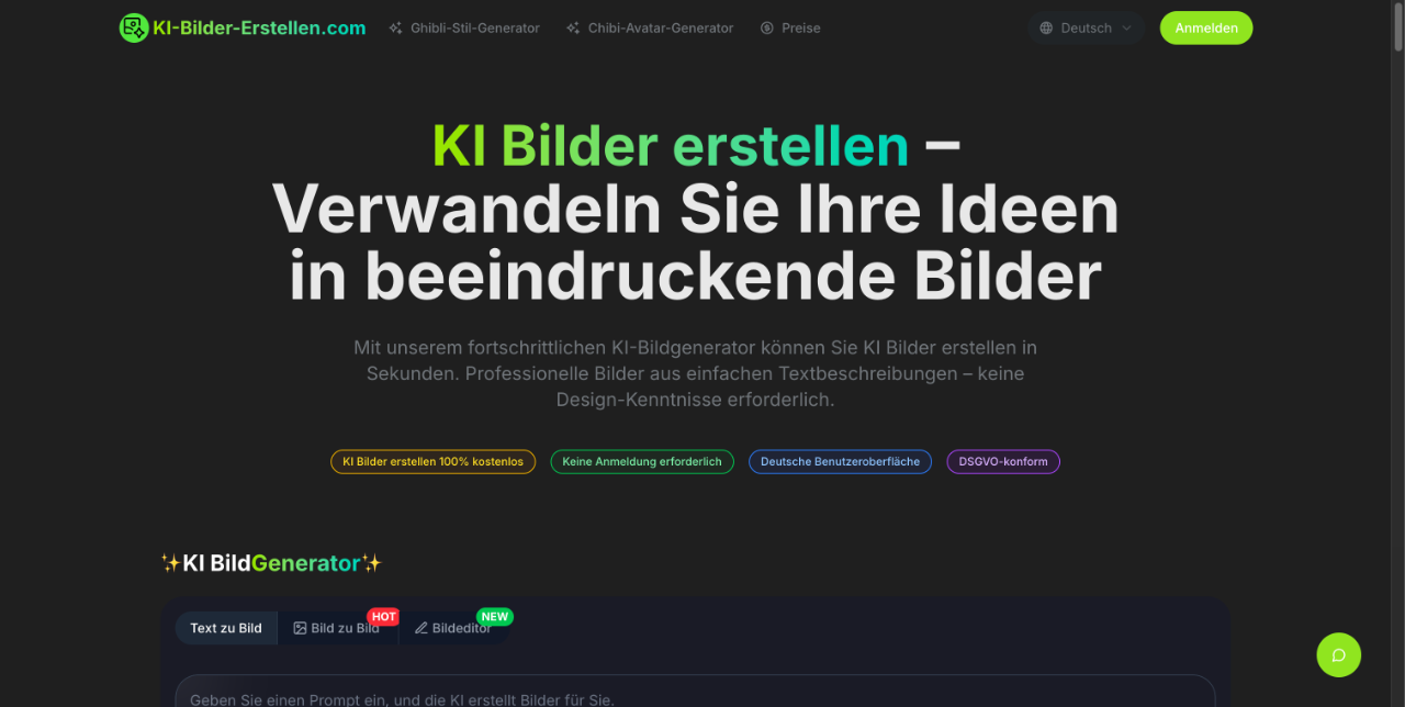 KI Bilder erstellen kostenlos - Deutscher KI Bildgenerator