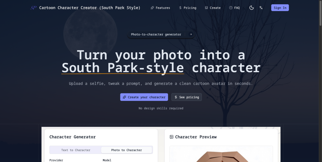 Cartoon Character Creator (South Park Style)