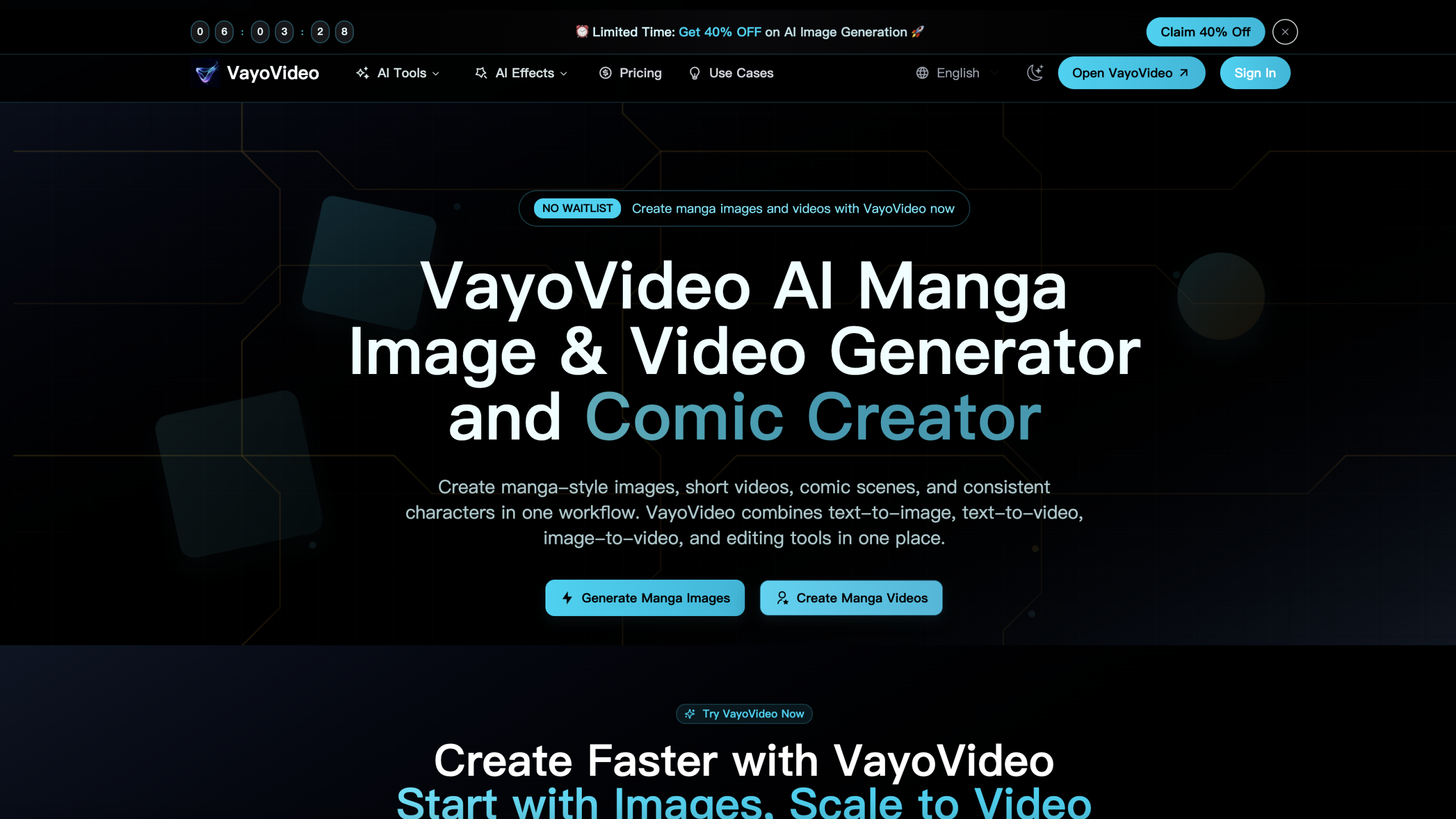 VayoVideo - AI漫画视频生成器 | 角色一致性强