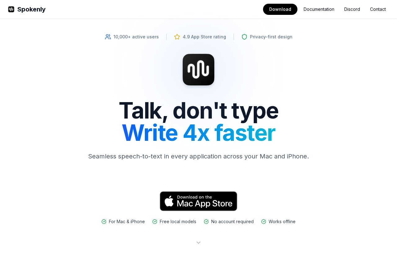 Spokenly - AI语音转录工具