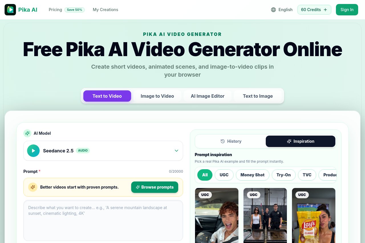 Pika AI Video Generator screenshot