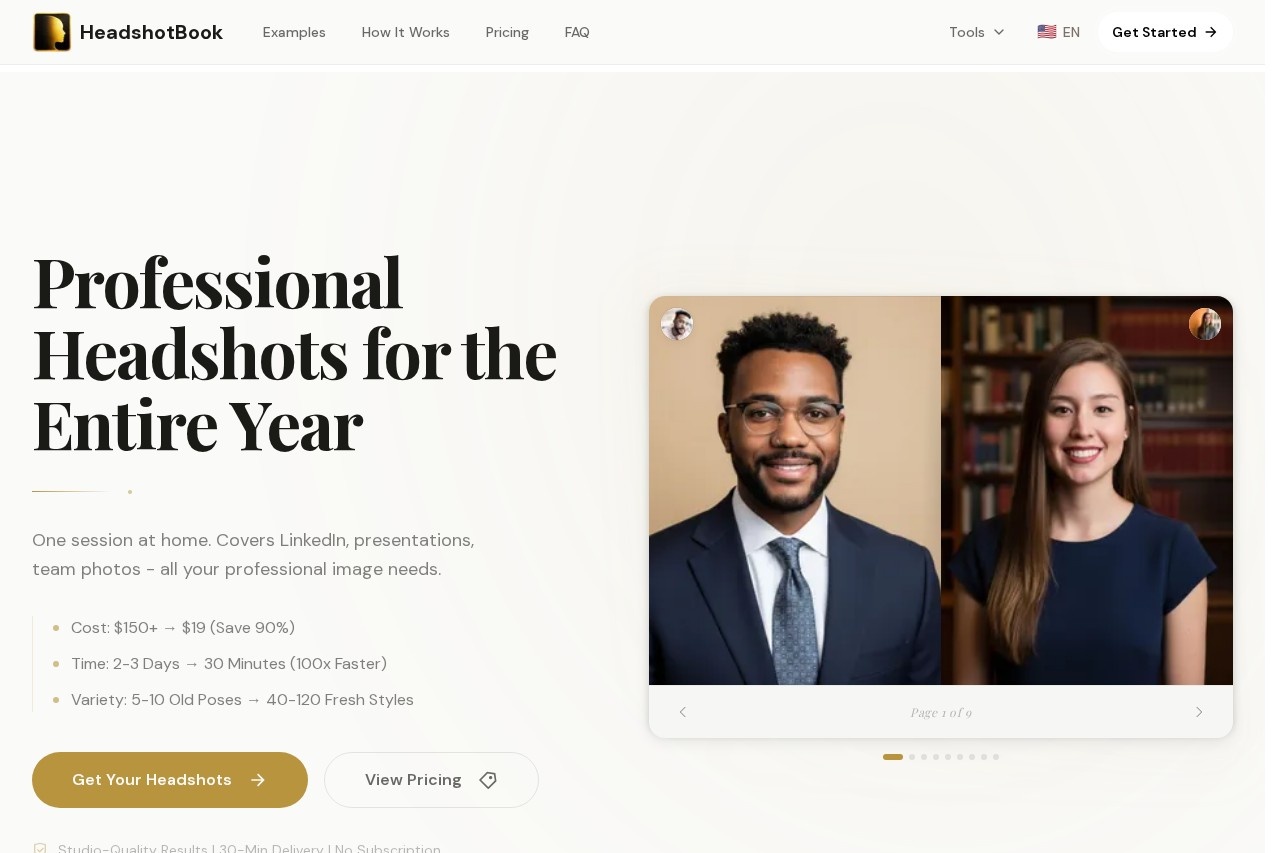 AI Headshot Generator - Professional Business Photos in Minutes | HeadshotBook
