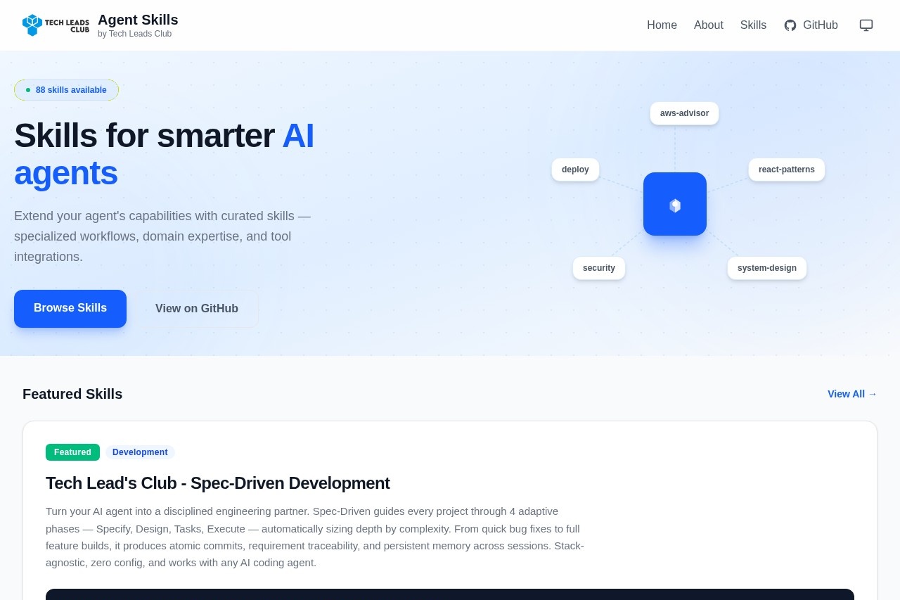 Agent Skills | Tech Leads Club - 精选技能 截图