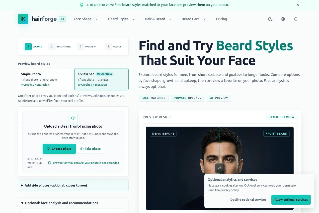 Hairforge - AI Beard Style Preview & Face Shape Matching