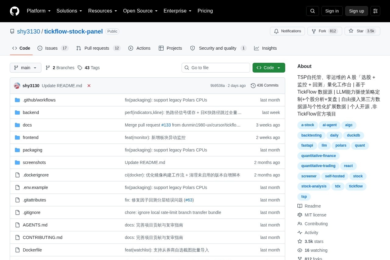 Tickflow Stock Panel