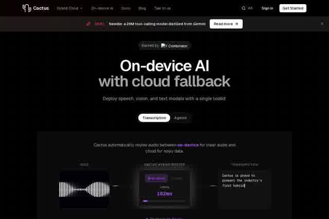 Cactus - On-device AI for Smartphones, Laptops & Edge - 本地AI引擎
