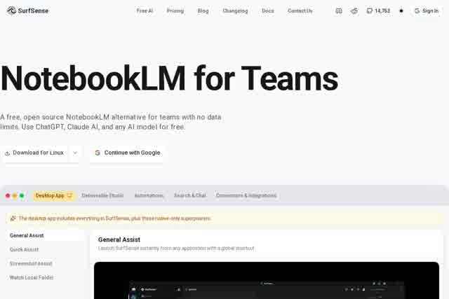 SurfSense - Open Source, Privacy-Focused NotebookLM Alternative for Teams - AI Tool