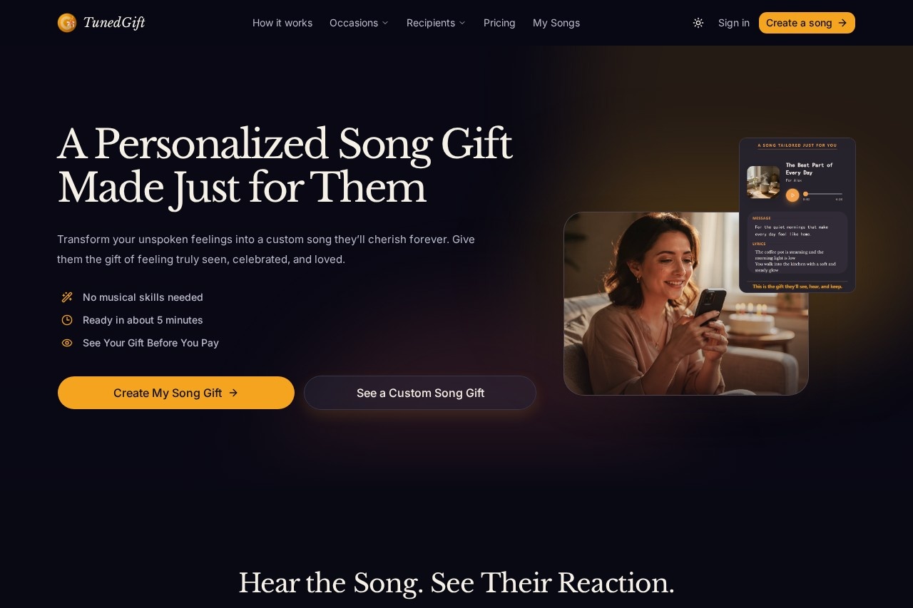 TunedGift screenshot