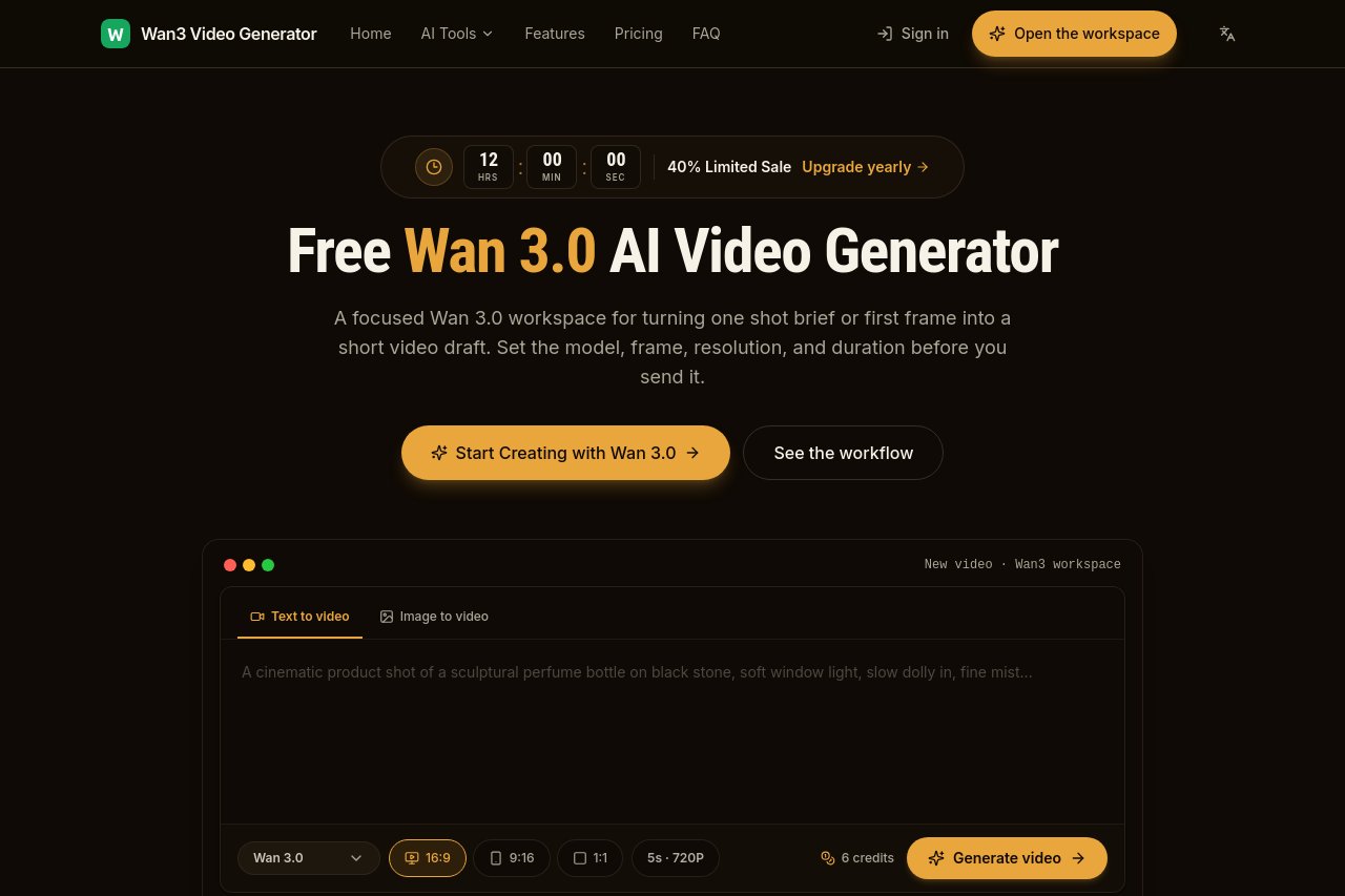 Wan 3.0 AI Video Generator 截图