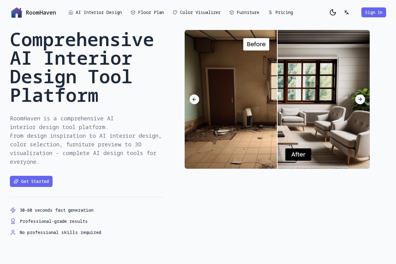 RoomHaven - AI Interior Design Platform | Transform Your Home in Seconds
