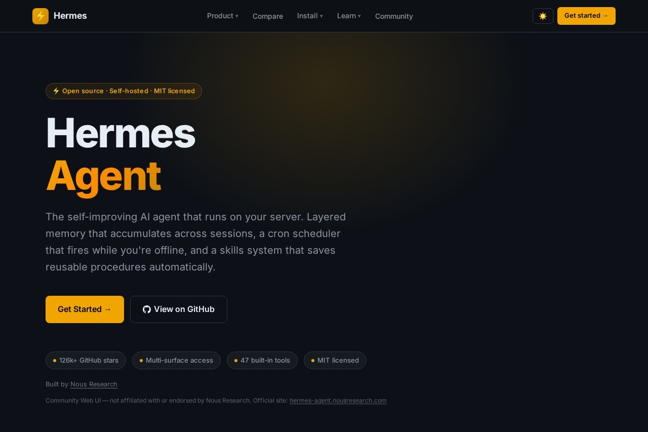 Hermes — Community Web UI 截图