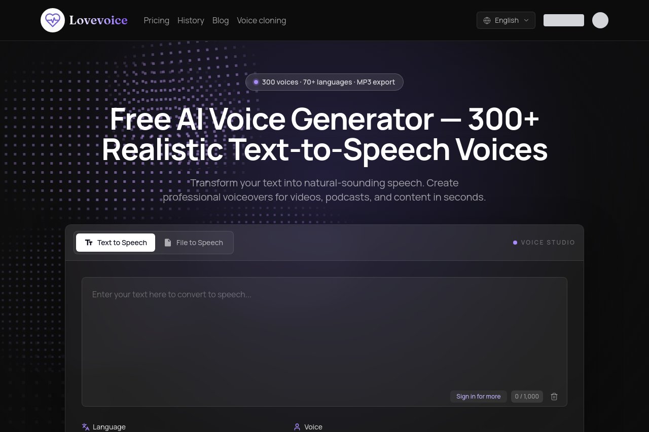 Lovevoice - Free AI Voice Generator 截图
