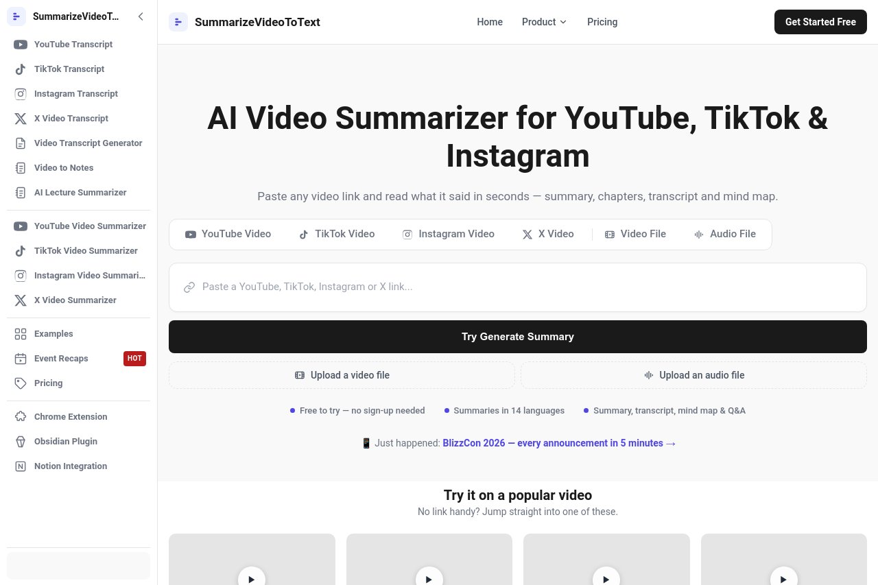 SummarizeVideoToText