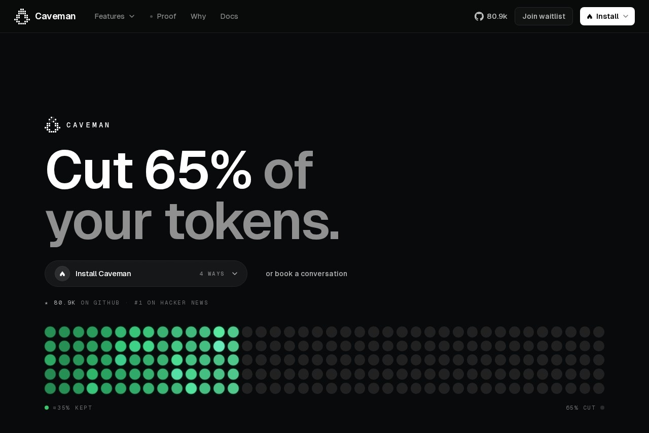Caveman — 节省 65% Token 的 AI 编程代理优化工具栈 截图